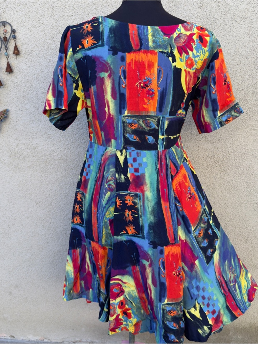 Vibrant Abstract Print Women's Pull-over Dress - made in Hawaii - Picture 2 of 5